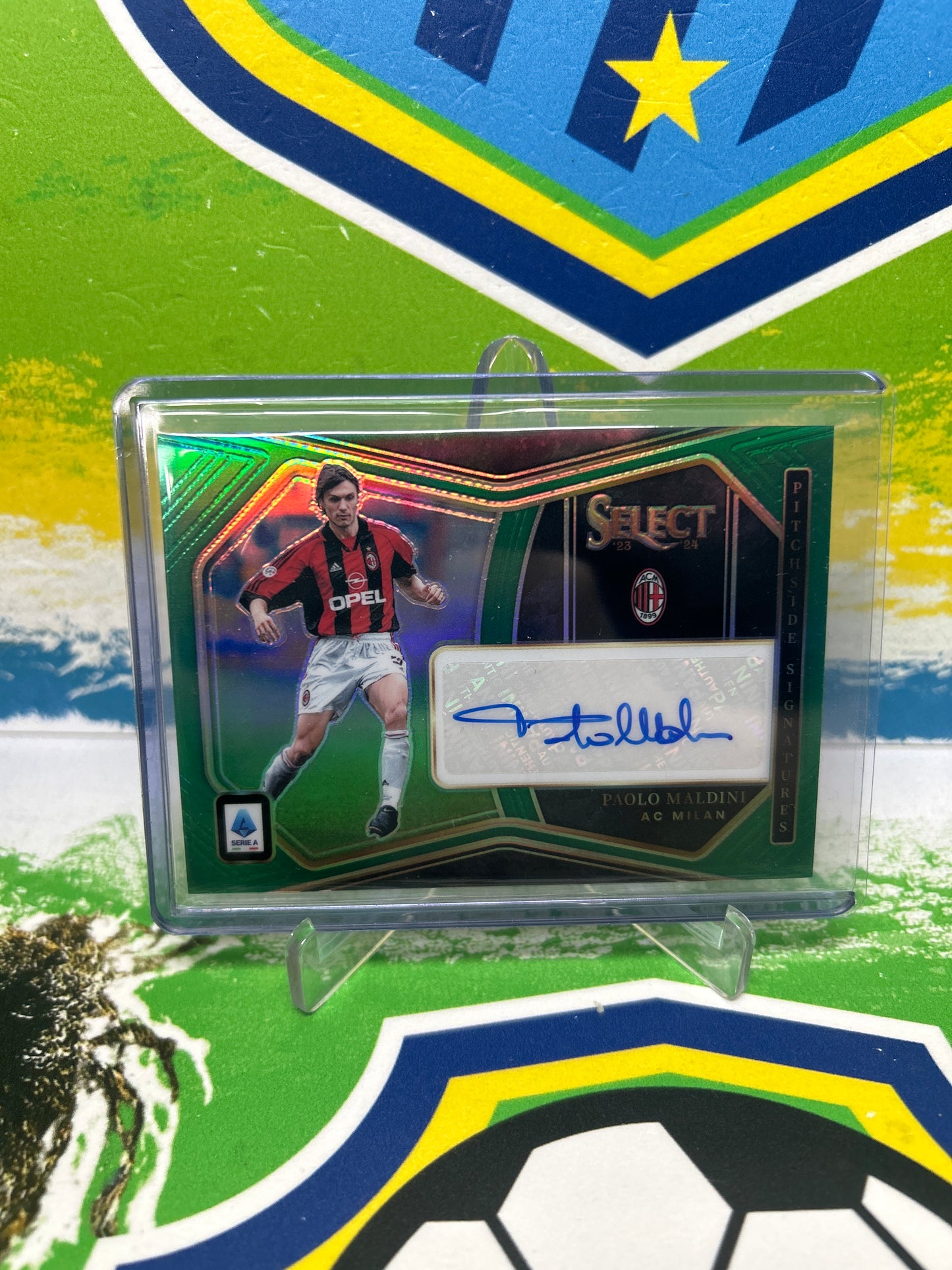 Paolo Maldini 5/5 Autograph Green No. PS-PMI AC Milan Panini Select Serie A 2023-24