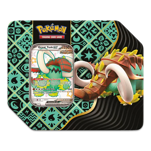 Pokémon TCG: Scarlet & Violet – Paldean Fates 5-Booster Tin - Great Tusks ex