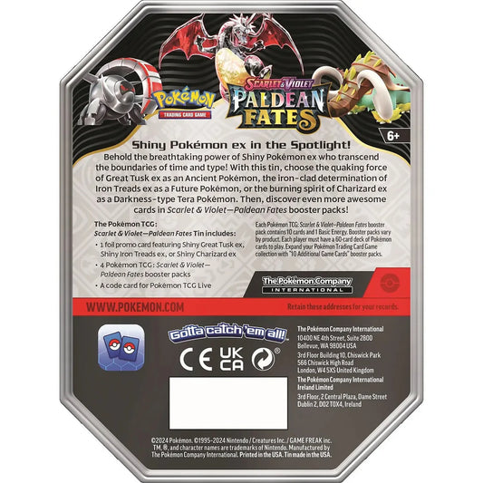 Pokemon - Scarlet & Violet - Paldean Fates Tin - Shiny Great Tusk Ex