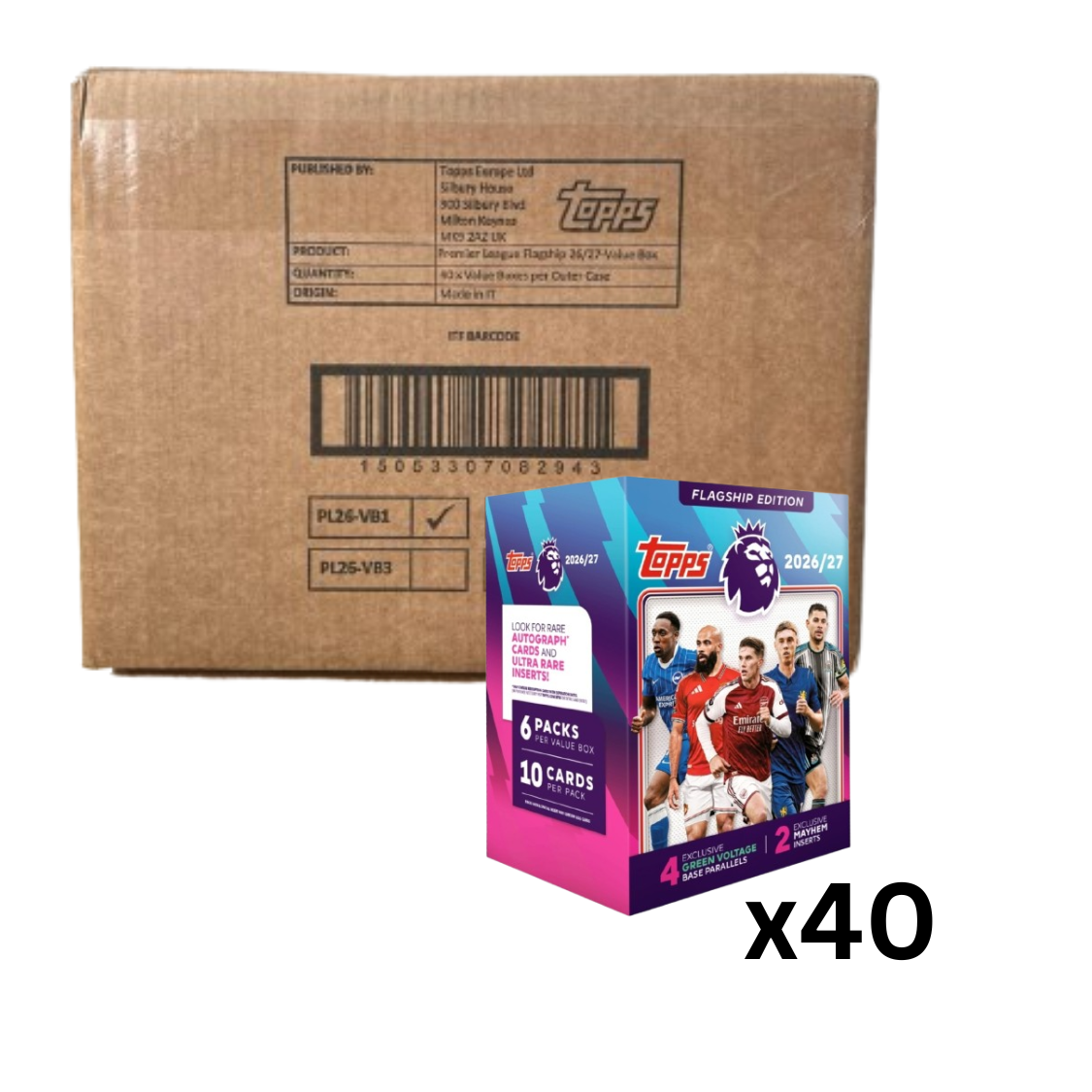 (CASE of 40) Topps 2026/27 Flagship Premier League - Value Box