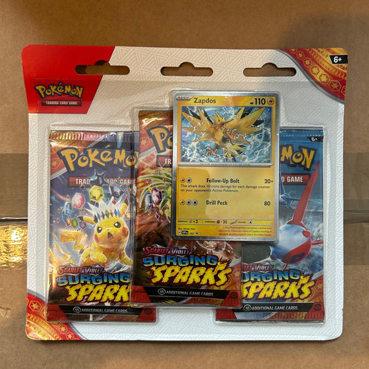 Pokemon Surging Sparks 3-pack Blister - Zapdos